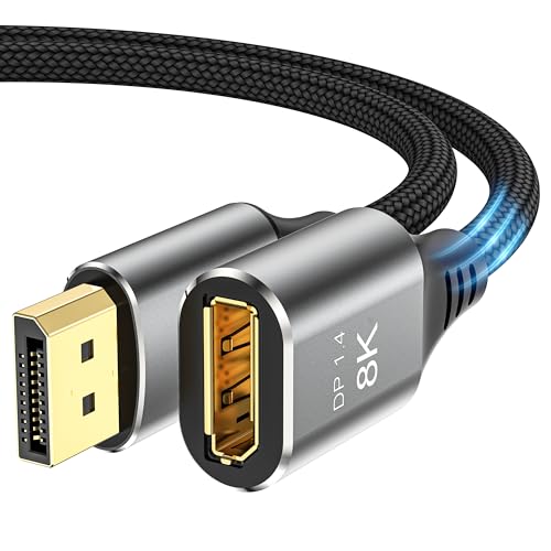 DGHUMEN 8k DisplayPort Kabel 1.4 0.5M, 8K@60Hz 4K@144Hz 32.4Gbps, HDR, HDCP 2.2, DP 1.4 Kabel für Gaming-Monitor, Grafikkarte TV Projektor von DGHUMEN
