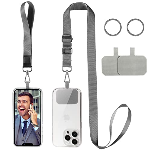 DGHYDZ Handy-Schlüsselband, Universal-Umhängeband, verstellbarer Schulter-Umhängeband mit Handgelenk-Schlüsselband, 2 Schlüsselanhänger, 2 Handy-Haltepads, kompatibel mit den meisten Smartphones von DGHYDZ