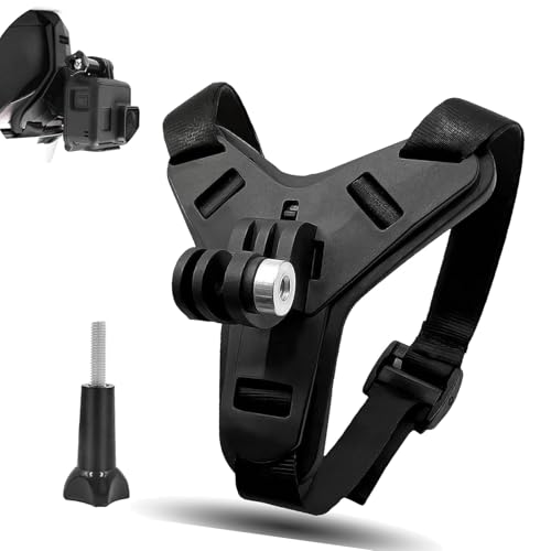 DGMI Motorrad Helmhalterung, Motorrad Helm Chin Rest mit 1 Schraube für GoPro Hero 13/12/11/10/9/8/7/6/5(Schwarz) von DGMI