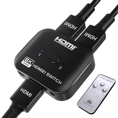 DGODRT 8K 60Hz HDMI Umschalter HDMI 2 in 1 Out oder 1 in 2 Out 4K 120HZ,HDMI Splitter 8K 60HZ,Support HDR 4K 3D 1080P,Geeignet für TV/PS3/4/5,BLU-Ray/Firestick/Xbox von DGODRT