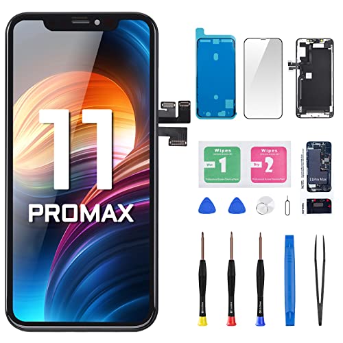 DGSCSMY Ersatzbildschirm für iPhone 11 Pro Max, 3D-Touch-LCD-Display, Digitizer, 16,5 cm (6,5 Zoll), Vollrahmen-Montage, Front-Ohrhörer, Lautsprecher, Sensor, komplettes Reparaturwerkzeug-Set, von DGSCSMY