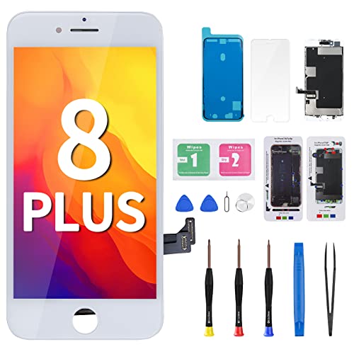 DGSCSMY Ersatz-Set für iPhone 8 Plus, LCD-Display, weiß, 14 cm (5,5 Zoll), 3D-Touch-Digitalisierer, komplette Montage, wasserdicht, selbstklebend, magnetische Schrauben, Pad, Fixierung für Frontglas, DGSCSMY Ersatz-Set für iPhone 8 Plus, LCD-Display, weiß, 14 cm (5,5 Zoll), 3D-Touch-Digitalisierer, komplette Montage, wasserdicht, selbstklebend, magnetische Schrauben, Pad, Fixierung für Frontglas, von DGSCSMY