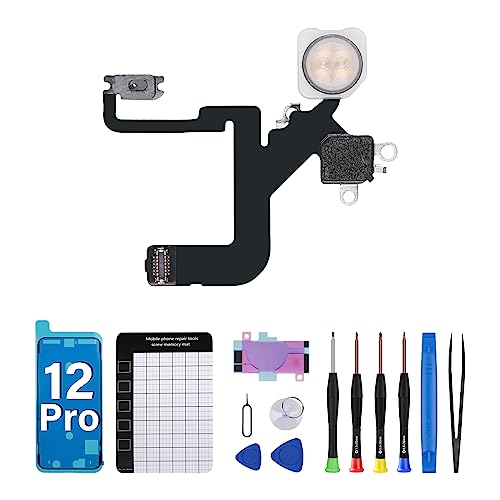 für iPhone 12 Pro Blitzlicht Flexkabel Ersatzstecker Taschenlampe Blitzmodul Montage mit Reparatur-Fix-Werkzeug-Kit mit wasserdichtem Aufkleber 12Pro für iPhone 12Pro A2341, A2406, A2407, A2408 von DGSCSMY