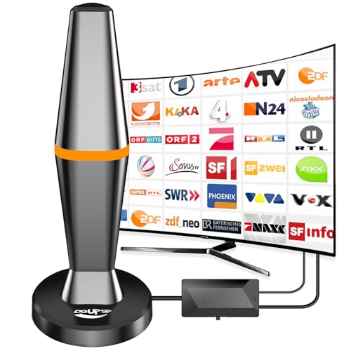 DVBT2 Antenne, DVB-T/DVB-T2-Antenne, Stärkere Stabantenne für digitales Fernsehen/Digital TV/DAB Radio/DVB-T2 Tuner Stick, Maximale Signalqualität - Mit Magnetfuß 3m Kabel von DGUPSP