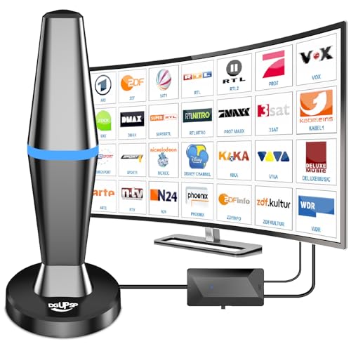 DVBT2 Antenne, 2025 zimmerantenne DVB-T & DVB-T2 Antennen mit Verstärker, Großer Reichweite und 360° Empfang, Zimmerantenne für Fernseher mit Starkem Magnetfuß, Geeignet für 4K 1080p & Alle TV-Geräte DVBT2 Antenne, 2025 zimmerantenne DVB-T & DVB-T2 Antennen mit Verstärker, Großer Reichweite und 360° Empfang, Zimmerantenne für Fernseher mit Starkem Magnetfuß, Geeignet für 4K 1080p & Alle TV-Geräte von DGUPSP