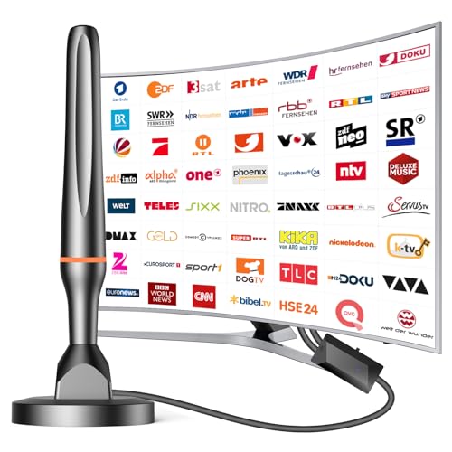 DVBT2 Antenne, DVB-T/DVB-T2-Antenne, Stärkere Stabantenne für digitales Fernsehen/Digital TV/DAB Radio/DVB-T2 Tuner Stick, Maximale Signalqualität - Mit Magnetfuß 3m Kabel DVBT2 Antenne, DVB-T/DVB-T2-Antenne, Stärkere Stabantenne für digitales Fernsehen/Digital TV/DAB Radio/DVB-T2 Tuner Stick, Maximale Signalqualität - Mit Magnetfuß 3m Kabel von DGUPSP