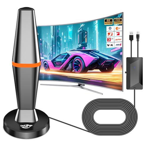DVBT2 Antenne, zimmerantenne DVB-T & DVB-T2 Antennen mit Verstärker, Großer Reichweite und 360° Empfang, Zimmerantenne für Fernseher mit Starkem Magnetfuß, Geeignet für 4K 1080p & Alle TV-Geräte DVBT2 Antenne, zimmerantenne DVB-T & DVB-T2 Antennen mit Verstärker, Großer Reichweite und 360° Empfang, Zimmerantenne für Fernseher mit Starkem Magnetfuß, Geeignet für 4K 1080p & Alle TV-Geräte von DGUPSP