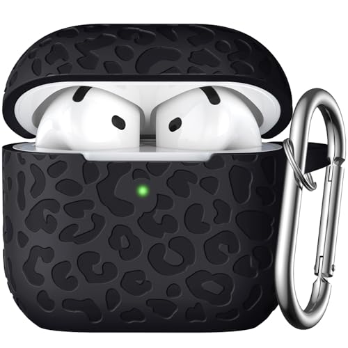 DGege Schutzhülle für AirPods 4 2024, weiche Silikon-Schutzhülle für Apple AirPods 4. Generation, niedliches AirPod-4-Gehäuse, Zubehör mit Schlüsselanhänger, Schwarz von DGege