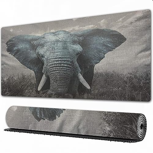 Gaming Mauspad XXL 750 x 400 x3 mm Afrikanischer Elefant Fall Natur Wildlife Af Mousepad Groß Vernähte Kanten WassXerdicht Anti-Rutsch für PC,MacBook,Laptop Verbessert Präzision und GeschwindigkeiX von DHAEY