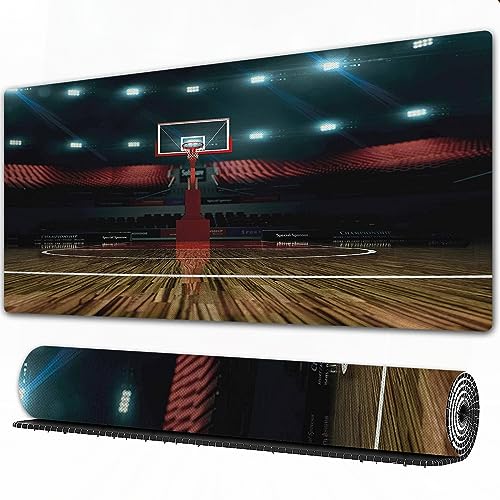 Gaming Mauspad XXL 750 x 400 x3 mmTeen Room Professional Basketball Arena Stadi Mousepad Groß Vernähte Kanten WassXerdicht Anti-Rutsch für PC,MacBook,Laptop Verbessert Präzision und GeschwindigkeiX von DHAEY