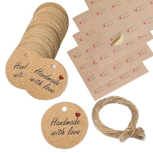 100stück Handmade Label, Geschenkanhänger,High Aesthetics And Practicality Handmade With Love, Kann Als Etiketten Konfetti Verschönerung Von Sammelalben Cupcake-Toppers And Karten von DHDHCPZZ