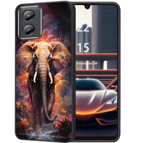 DHEEBFWE Schutzhülle für Motorola Moto G Play 4G 2024, schlanke, stoßdämpfende, kratzfeste, weiche Schutzhülle, einzigartiges Graffiti-Elefanten-Design von DHEEBFWE