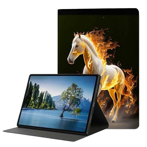 DHEEBFWE Schutzhülle für Samsung Galaxy Tab A 8.0 2017 (SM-T380/T385), Premium-Leder-Folio-Ständer, automatische Wake-/Sleep-Funktion, mehrere Betrachtungsständer, Feuerpferd von DHEEBFWE
