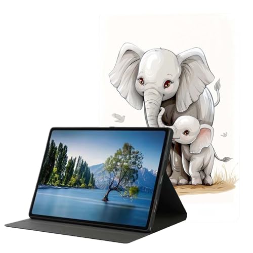 DHEEBFWE Schutzhülle für Samsung Galaxy Tab A 8.0 2017 (SM-T380/T385). Hochwertige Lederhülle mit automatischer Wake-/Sleep-Funktion, mehrere Betrachtungswinkel, Elefant und Mutter von DHEEBFWE