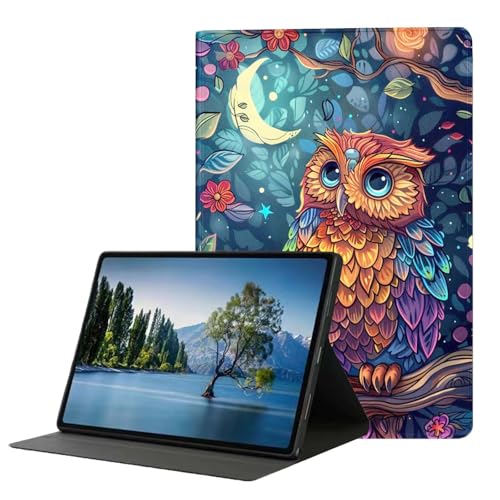 DHEEBFWE Schutzhülle für Samsung Galaxy Tab A 8.0 2017 (SM-T380/T385). Hochwertige Lederhülle mit automatischer Wake-/Sleep-Funktion, mehrere Betrachtungswinkel, Eule im Nachtbaum von DHEEBFWE