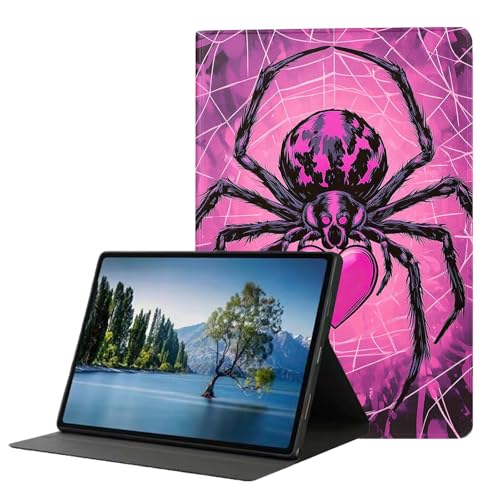DHEEBFWE Schutzhülle für Samsung Galaxy Tab A 8.0 2017 (SM-T380/T385). Hochwertige Lederhülle mit automatischer Wake-/Sleep-Funktion, mehrere Betrachtungswinkel, rosa Spinne von DHEEBFWE