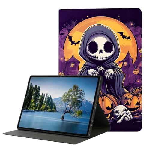 DHEEBFWE Schutzhülle für Samsung Galaxy Tab A 8.0 2019 (SM-T290/T295). Hochwertige Lederhülle mit automatischer Wake-/Sleep-Funktion, mehrere Betrachtungswinkel, niedlicher Sensenmann, Halloween von DHEEBFWE