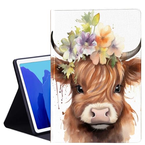 DHEEBFWE Schutzhülle für Samsung Galaxy Tab A7 Lite 22,1 cm (8,7 Zoll), verstellbarer Klappständer, Schutzhülle für Galaxy Tab A7 Lite 2021, niedliches Hochlandkuh-Design von DHEEBFWE
