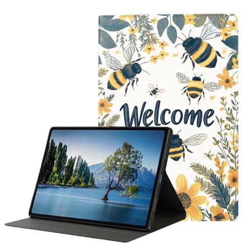 DHEEBFWE Schutzhülle für Samsung Galaxy Tab A8 10,5 Zoll (2022, Modelle: SM-X200/X205/X207). Premium-Lederhülle mit automatischer Wake/Sleep-Funktion, mehrere Betrachtungswinkel, Bumblebee Garden von DHEEBFWE