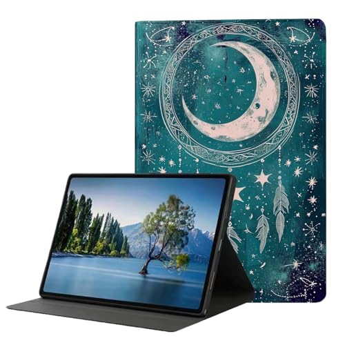 DHEEBFWE Schutzhülle für Samsung Galaxy Tab A8 10,5 Zoll (2022, Modelle: SM-X200/X205/X207). Premium-Lederhülle mit automatischer Wake/Sleep-Funktion, mehrere Betrachtungswinkel, Mond und Sterne von DHEEBFWE