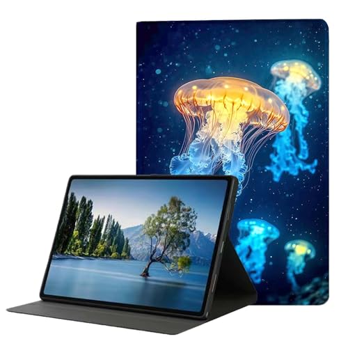 DHEEBFWE Schutzhülle für Samsung Galaxy Tab A8 10,5 Zoll (2022, Modelle: SM-X200/X205/X207). Premium-Lederhülle mit automatischer Wake/Sleep-Funktion, mehrere Betrachtungswinkel, Quallen von DHEEBFWE