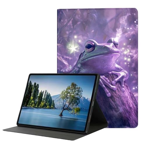 DHEEBFWE Schutzhülle für Samsung Galaxy Tab A9 21,6 cm (8,7 Zoll) 2023 (SM-X110/X115/X117). Hochwertige Lederhülle mit automatischer Wake-/Sleep-Funktion, mehrere Betrachtungswinkel, niedlicher Frosch von DHEEBFWE