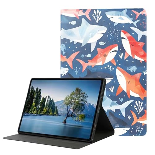 DHEEBFWE Schutzhülle für Samsung Galaxy Tab S5e 10,5 Zoll (26,7 cm) (2019, Modell SM-T720/T725). Hochwertige Lederhülle mit automatischer Wake/Sleep-Funktion, mehrere Betrachtungswinkel, Haie von DHEEBFWE
