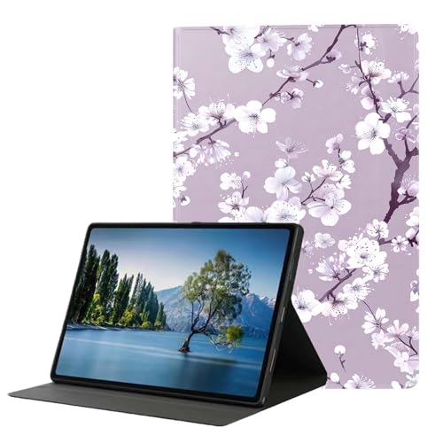 DHEEBFWE Schutzhülle für Samsung Galaxy Tab S5e 26,7 cm (10,5 Zoll) (2019, Modell SM-T720/T725). Hochwertige Lederhülle mit automatischer Wake-/Sleep-Funktion, mehrere Betrachtungswinkel, Kirschblüten von DHEEBFWE