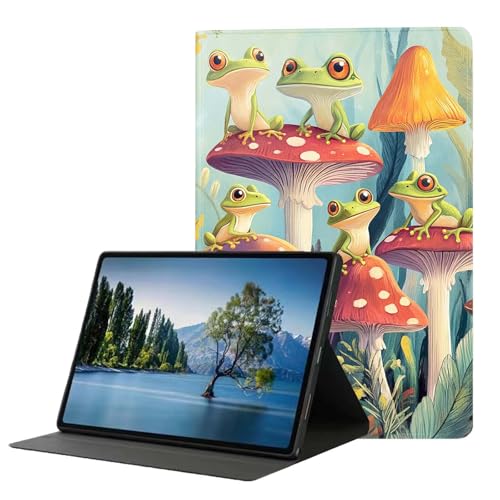 DHEEBFWE Schutzhülle für Samsung Galaxy Tab S5e 26,7 cm (10,5 Zoll) (2019, Modell SM-T720/T725). Hochwertige Lederhülle mit automatischer Wake-/Sleep-Funktion, mehrere Betrachtungswinkel, Froschpilze von DHEEBFWE