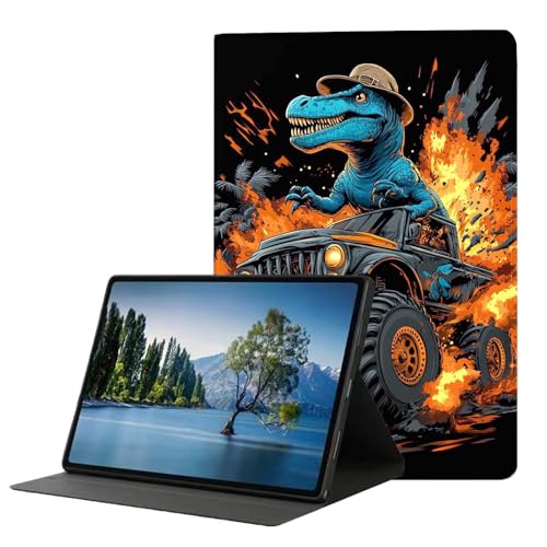 DHEEBFWE Schutzhülle für Samsung Galaxy Tab S6 Lite 26,4 cm (10,4 Zoll) 2024/2022/2020. Hochwertige Lederhülle mit automatischer Wake-/Sleep-Funktion, mehrere Betrachtungswinkel, Dinosaurier im von DHEEBFWE