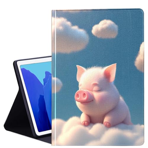 DHEEBFWE Schutzhülle für Samsung Galaxy Tab S7/S8/S9 27,9 cm (11 Zoll), verstellbarer Folio-Ständer, Schutzhülle für Galaxy Tab S7 2020/S8 2022/S9 2023, Schwein auf dem weißen Wolkenkunst-Design von DHEEBFWE