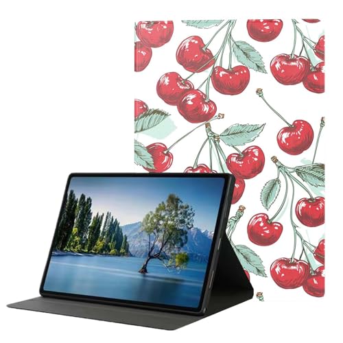 DHEEBFWE Schutzhülle für iPad 10. Generation 2022, 27,7 cm (10,9 Zoll), Premium-Leder-Folio-Ständer, automatische Wake/Sleep-Funktion, mehrere Betrachtungsständer, rote Kirsche von DHEEBFWE