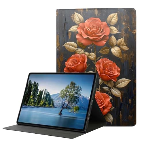DHEEBFWE Schutzhülle für iPad 9. / 8. / 7. Generation 10,2 Zoll (2021/2020/2019), Premium-Leder-Folio-Ständer, automatische Wake/Sleep-Funktion, mehrere Betrachtungsständer, Vintage-Rose von DHEEBFWE