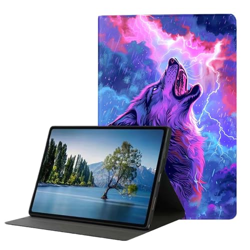 DHEEBFWE Schutzhülle für iPad 9. / 8. / 7. Generation 10,2 Zoll (2021/2020/2019), Premium-Leder-Folio-Ständer, automatische Wake/Sleep-Funktion, mehrere Betrachtungsständer, Wolf von DHEEBFWE
