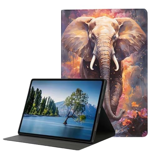 DHEEBFWE Schutzhülle für iPad 9. / 8. / 7. Generation 10,2 Zoll (2021/2020/2019), Premium-Leder-Folio-Ständer, automatischer Aufwach-/Schlafmodus, mehrere Betrachtungsständer, Graffiti-Elefant von DHEEBFWE