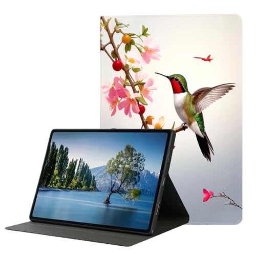 DHEEBFWE Schutzhülle für iPad 9. / 8. / 7. Generation 10,2 Zoll (2021/2020/2019), Premium-Leder-Folio-Ständer, automatischer Aufwach-/Schlafmodus, mehrere Betrachtungsständer, roter Kolibri von DHEEBFWE