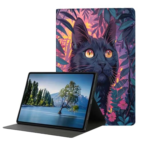 DHEEBFWE Schutzhülle für iPad Air 5. / 4. Generation, 27,7 cm (10,9 Zoll) 2022/2020, Premium-Leder-Folio-Ständer, automatische Wake/Sleep-Funktion, schwarzes Katzengras von DHEEBFWE