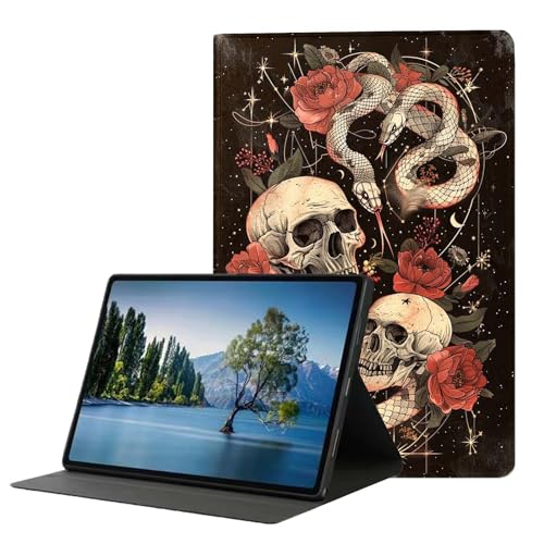 DHEEBFWE Schutzhülle für iPad Air 5. / 4. Generation, 27,7 cm (10,9 Zoll) 2022/2020, Premium-Leder-Folio-Ständer, automatischer Aufwach-/Schlafmodus, mehrere Betrachtungswinkel, Schlangenschädel von DHEEBFWE