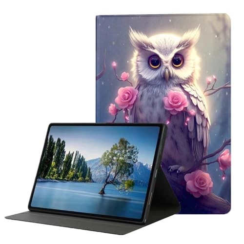 DHEEBFWE Schutzhülle für iPad Pro 4. / 5. / 6. Generation 12,9 Zoll (32,9 cm) 2020/2021/2022, Premium-Leder-Folio-Ständer, automatische Wake/Sleep-Funktion, mehrere Betrachtungsständer, niedliche Eule von DHEEBFWE