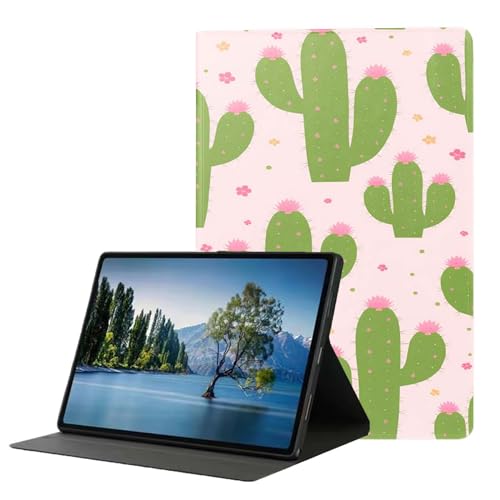 DHEEBFWE Schutzhülle für iPad Pro 4. / 5. / 6. Generation 12,9 Zoll (32,9 cm) 2020/2021/2022, Premium-Leder-Folio-Ständer, automatischer Aufwach-/Schlafmodus, mehrere Betrachtungswinkel, Kaktusdruck von DHEEBFWE