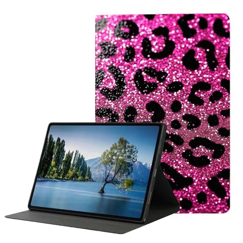 DHEEBFWE Schutzhülle für iPad der 10. Generation 2022, 27,7 cm (10,9 Zoll), Premium-Leder-Folio-Ständer, automatische Wake/Sleep-Funktion, mehrere Betrachtungsständer, Leopardenmuster, Hot Pink von DHEEBFWE