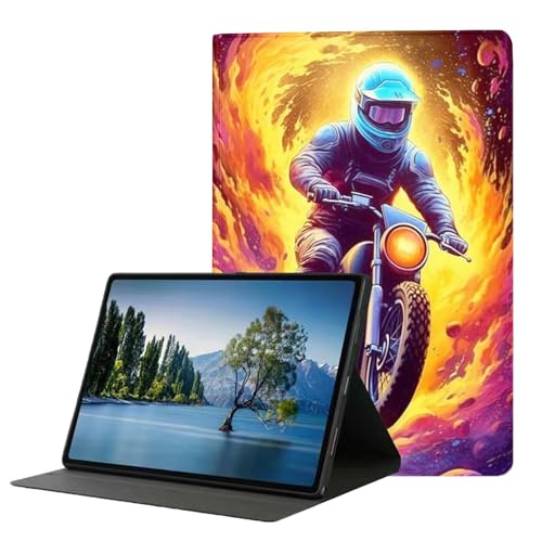 DHEEBFWE Schutzhülle für iPad der 10. Generation 2022, 27,7 cm (10,9 Zoll), Premium-Leder-Folio-Ständer, automatische Wake/Sleep-Funktion, mehrere Betrachtungsständer, Motorrad, Dirt Bike von DHEEBFWE