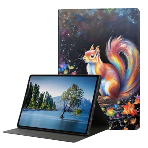 DHEEBFWE Schutzhülle für iPad der 10. Generation 2022, 27,7 cm (10,9 Zoll), Premium-Leder-Folio-Ständer, automatische Wake/Sleep-Funktion, mehrere Betrachtungsständer, farbiges Eichhörnchen von DHEEBFWE