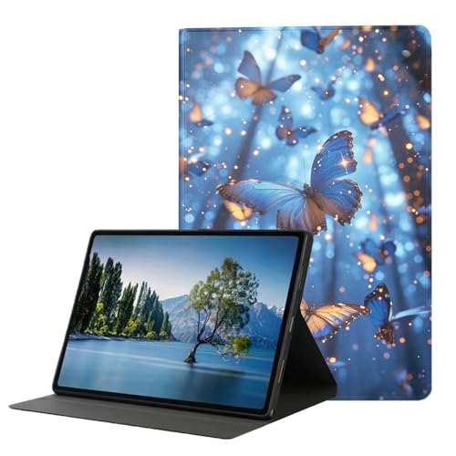 DHEEBFWE Schutzhülle für iPad der 10. Generation 2022, 27,7 cm (10,9 Zoll), Premium-Leder-Folio-Ständer, automatische Wake/Sleep-Funktion, mehrere Betrachtungswinkel, blauer Schmetterling von DHEEBFWE