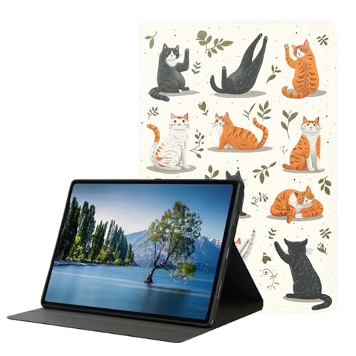 DHEEBFWE Schutzhülle für iPad der 10. Generation 2022, 27,7 cm (10,9 Zoll), Premium-Leder-Folio-Ständer, automatische Wake/Sleep-Funktion, mehrere Betrachtungswinkel, niedliche Katzen von DHEEBFWE