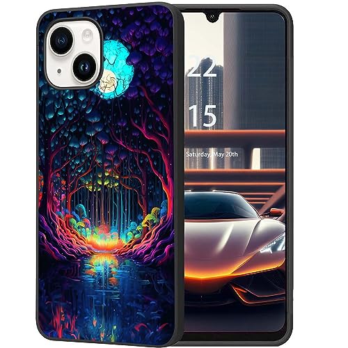 DHEEBFWE Schutzhülle für iPhone 13 2021, dünne, weiche, mattierte TPU-Hülle, stoßdämpfend, kratzfest, langlebig, Schutzhülle für iPhone 13 15,5 cm (6,1 Zoll) (2021), Neon-Wald-Design von DHEEBFWE