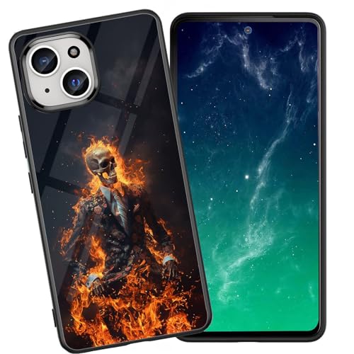 DHEEBFWE Schutzhülle für iPhone 13 Mini, stoßfest, kratzfest, weiches Silikon, mit organischer Glasrückseite, langlebige Schutzhülle für iPhone 13 Mini 13,7 cm (5,4 Zoll) (2021), Flammender von DHEEBFWE