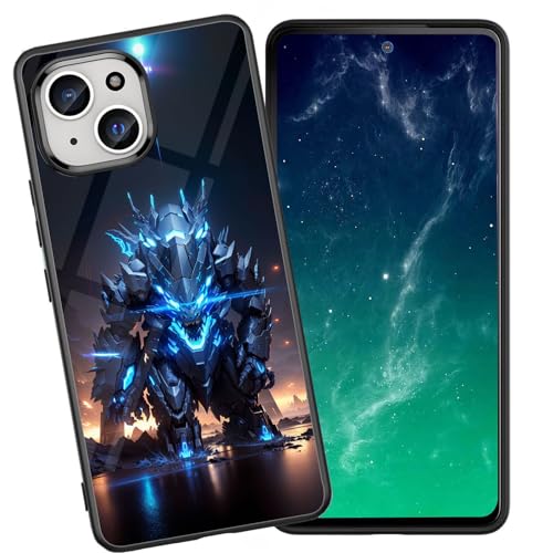 DHEEBFWE Schutzhülle für iPhone 13 Mini, stoßfest, kratzfest, weiches Silikon, mit organischer Glasrückseite, langlebige Schutzhülle für iPhone 13 Mini 5,4 Zoll (2021), Mech Wolf Design von DHEEBFWE