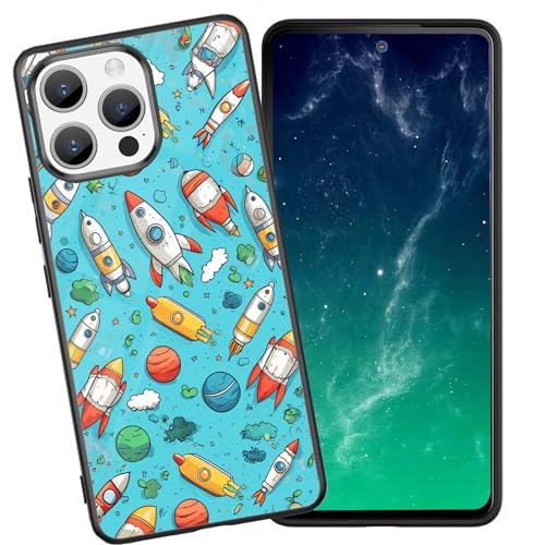 DHEEBFWE Schutzhülle für iPhone 13 Pro Max, stoßfest, kratzfest, weiches Silikon, mit organischer Glasrückseite, langlebige Schutzhülle für iPhone 13 Pro Max 17 cm (6,7 Zoll), Raketen-Design von DHEEBFWE