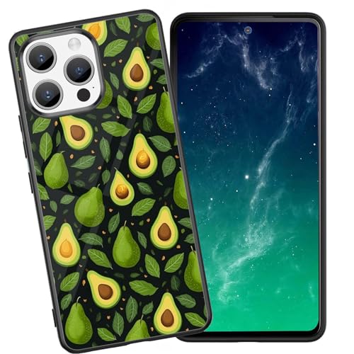 DHEEBFWE Schutzhülle für iPhone 13 Pro Max, stoßfest, kratzfest, weiches Silikon, mit organischer Glasrückseite, langlebige Schutzhülle für iPhone 13 Pro Max 6,7 Zoll (2021), Avocado-Design von DHEEBFWE